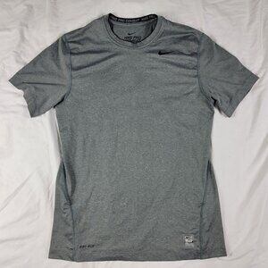 Nike Pro Combat Dri Fit Mens Medium Fitted T Shirt Gray Short Sleeve Athletic